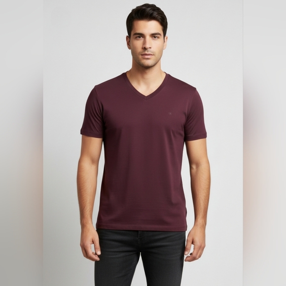 Calvin Klein Men Size M Deep Purple Liquid Touch Short Sleeve Cotton Tee Shirt - Picture 1 of 6